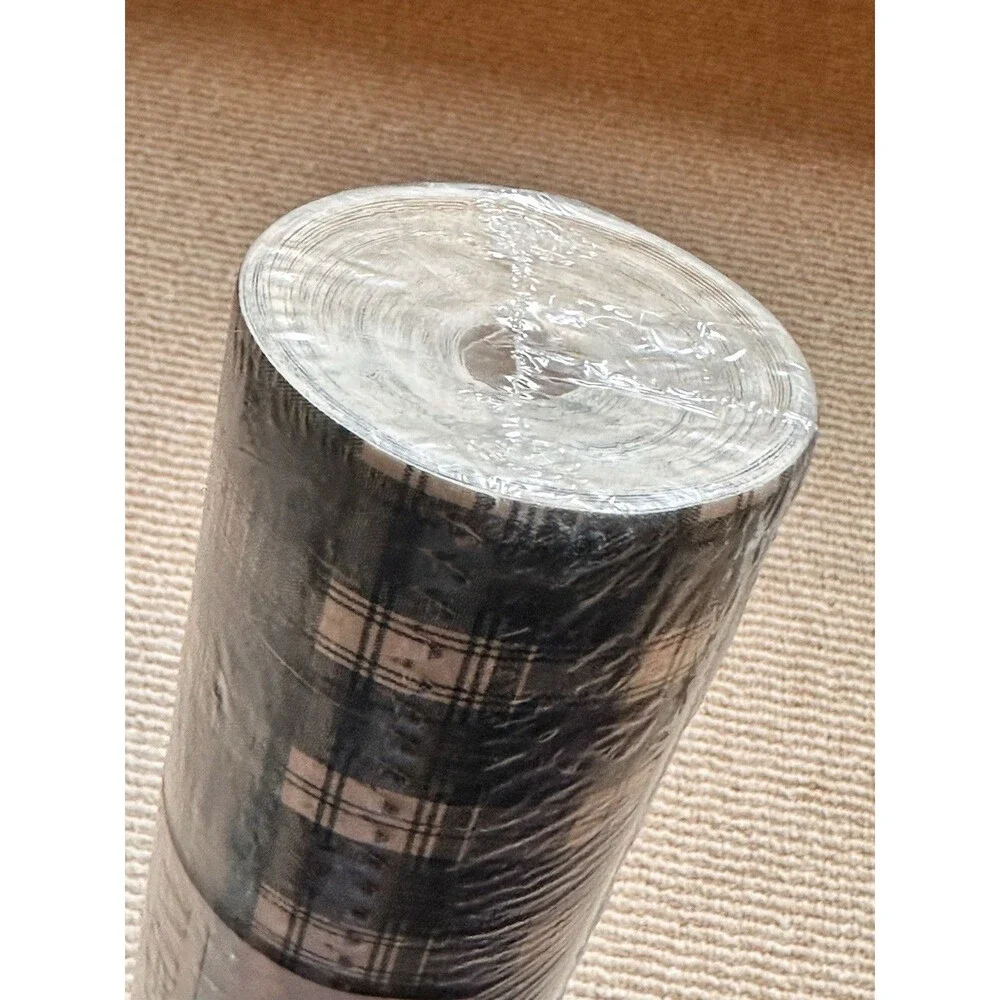 Imperial Wall paper Plaid vinyl Blue White 11 yd x 20.5 inch Union Made USA vtg